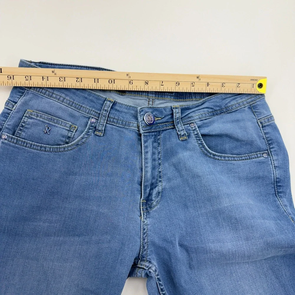 Stefano Ricci Mens Slim Straight Leg Jeans Light Wash Blue Luxury Denim 30x31
